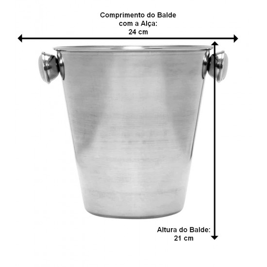 Balde Para Gelo 4,5 Litros 21cm Em Aço Inox Mimo Style